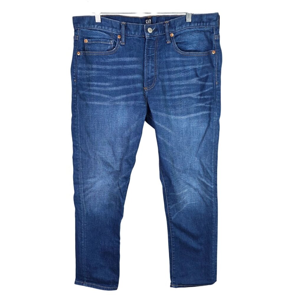 Mens Gap Denim Slim Fit Blue Denim Jeans Cotton Blend Durable Stitching 34x30